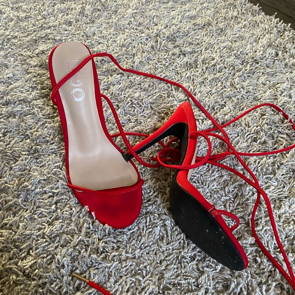 Red tie up heels